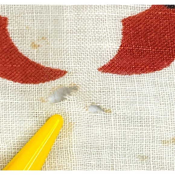 Tammis Keefe Handkerchief Vintage Red White Dots Floral Plants Retro Square READ - Picture 8 of 8